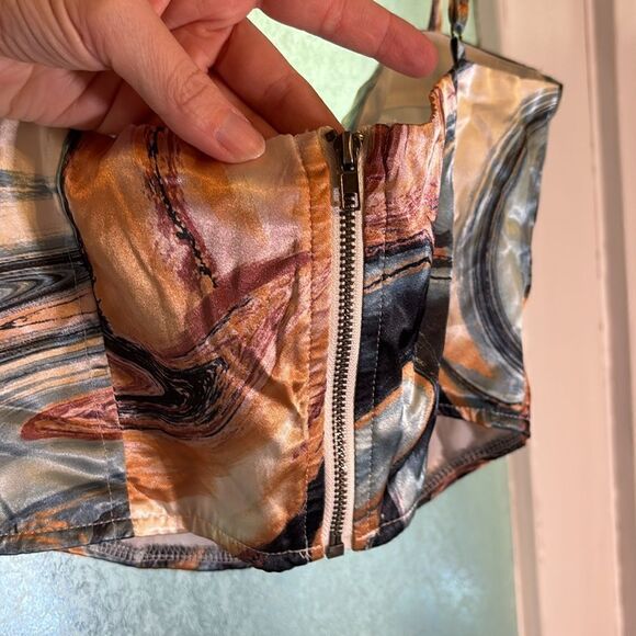 Kendall & Kylie Women’s Multicolor Watercolor Bustier Cropped Tank Top Size XS - Picture 5 of 6